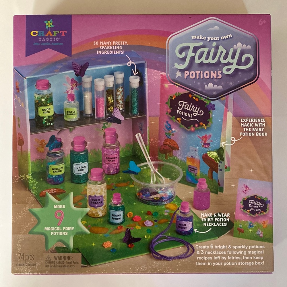 Craft-Tastic Make Your Our Fairy Potions Kit 74 pcs Make 9 Magical Fairy Potions